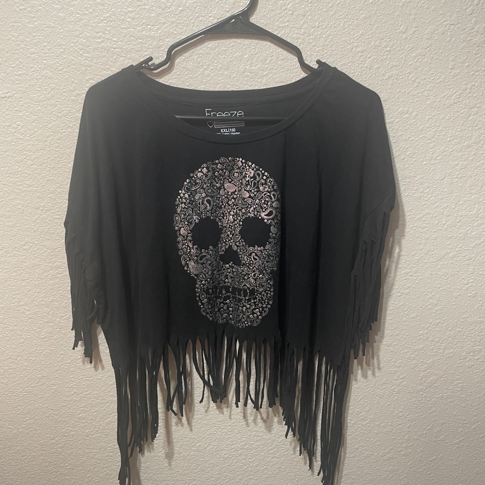 Plus size fringed skull too. Perfect for Halloween & Dia De Los Muertos like nw